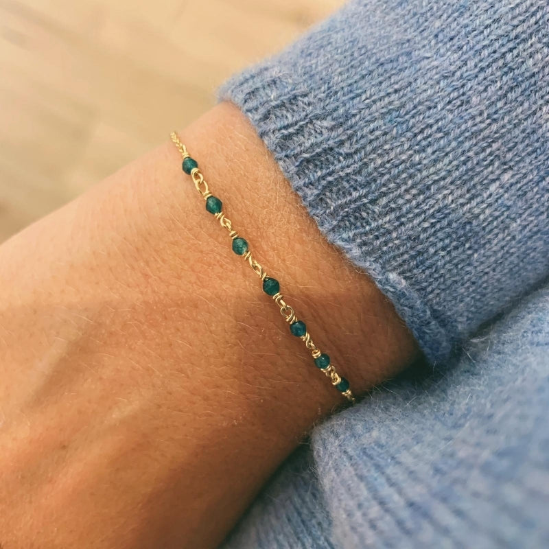 bracelet freja vert basilic agate plaqué or
