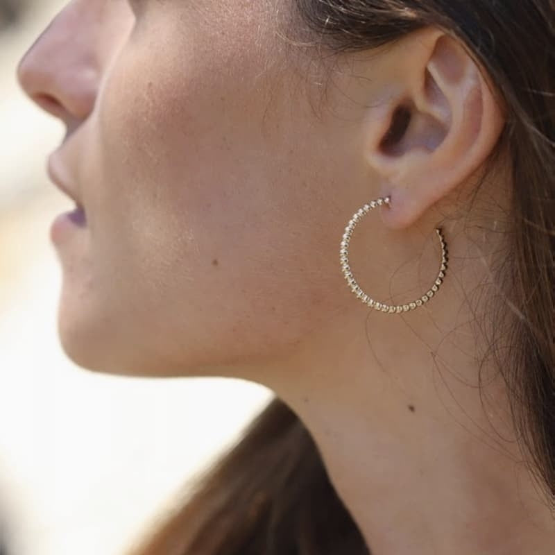 boucles olga créoles ouvertes perlées plaqué or