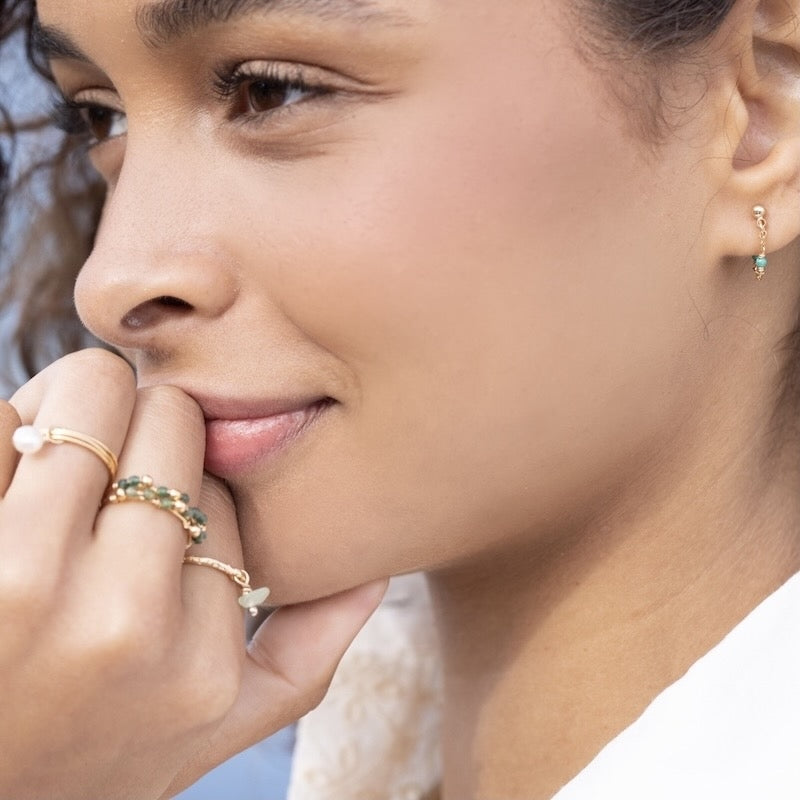 boucles d'oreilles chaîne turquoise