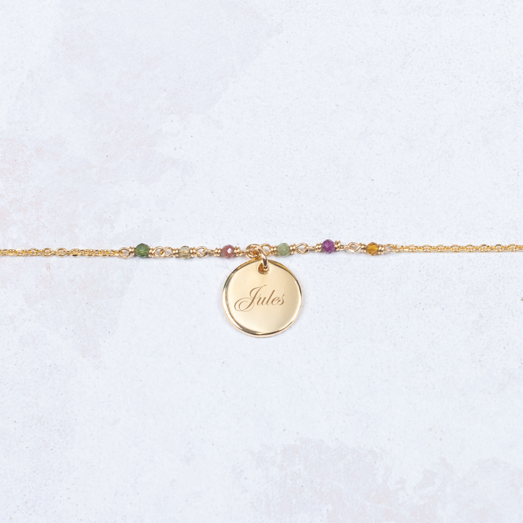 Bracelet Capucine - Martelé - Tourmaline - Personnalisable