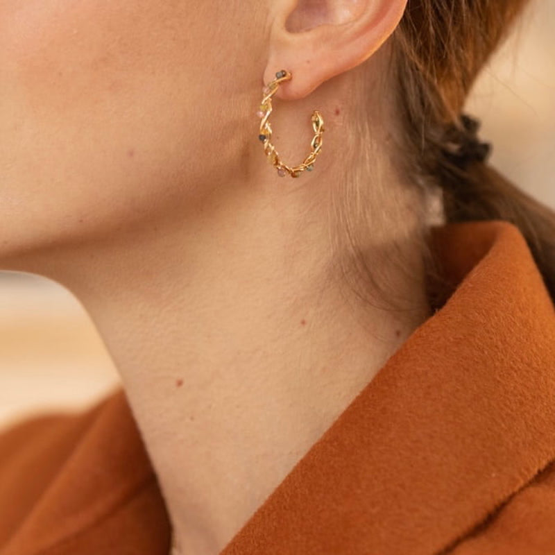 Boucles oreilles plaque or marion tourmaline