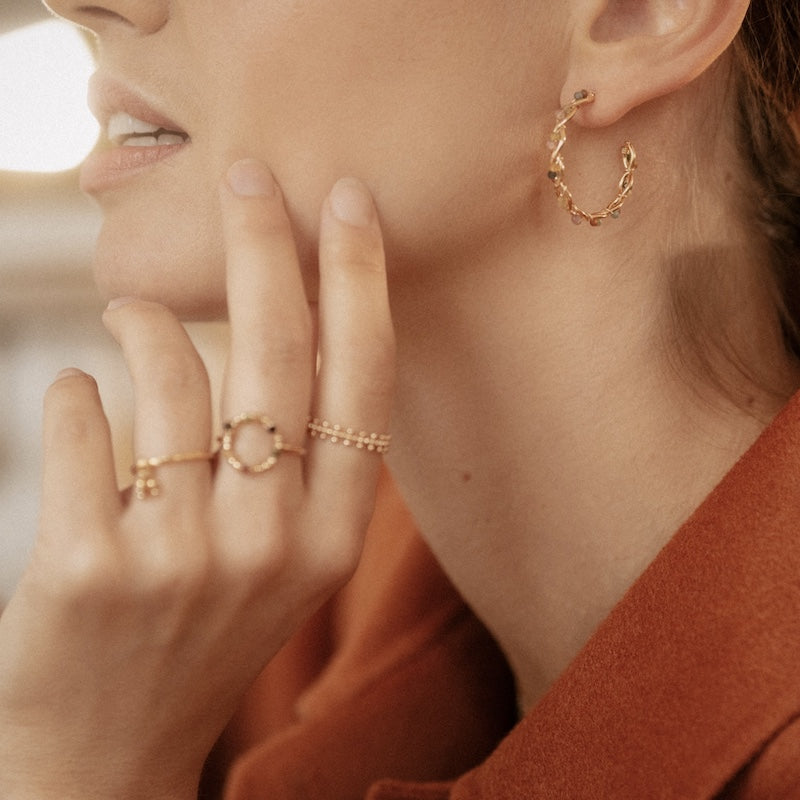 Boucles oreilles plaque or marion tourmaline