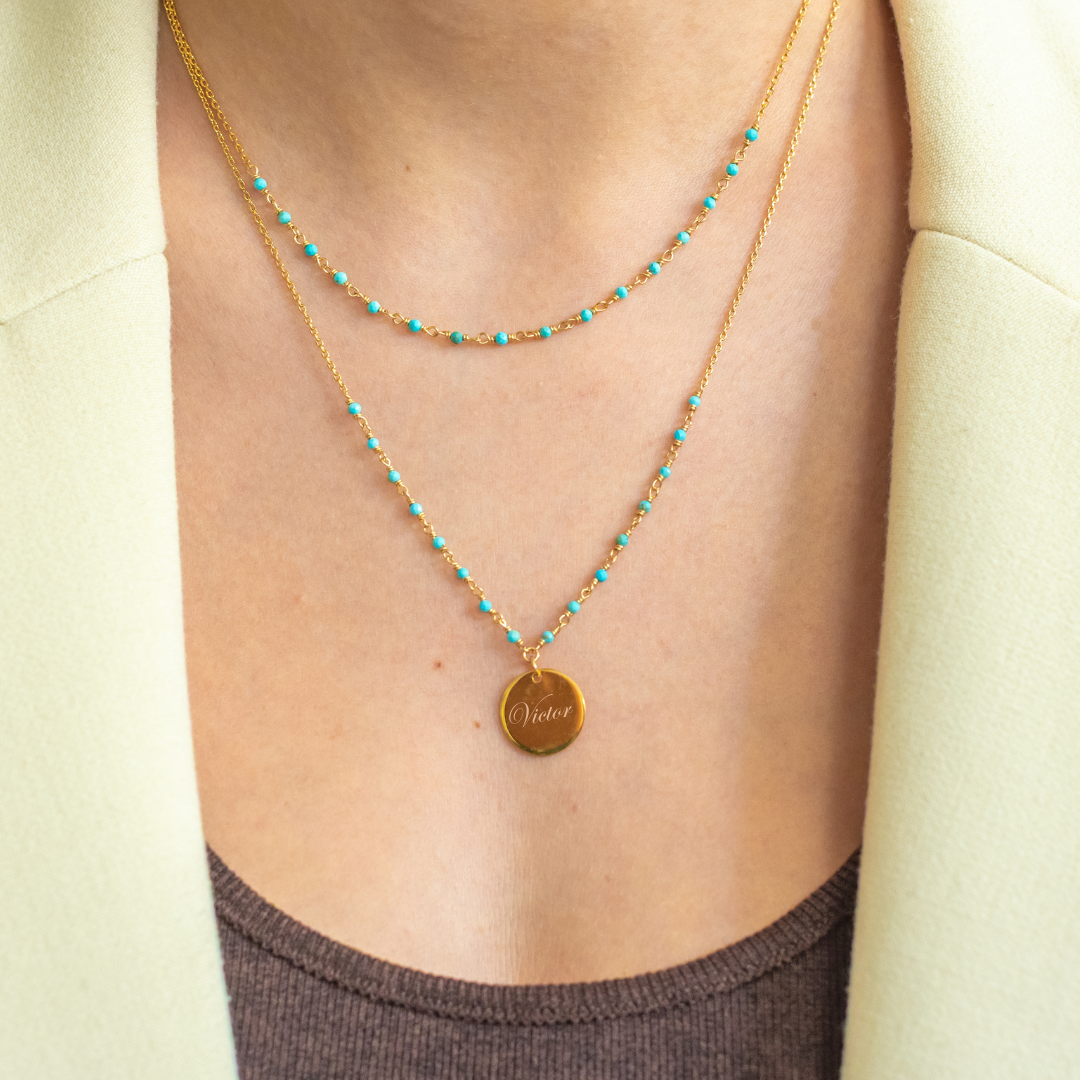 Freja Necklace - Azure Blue - 38/40cm