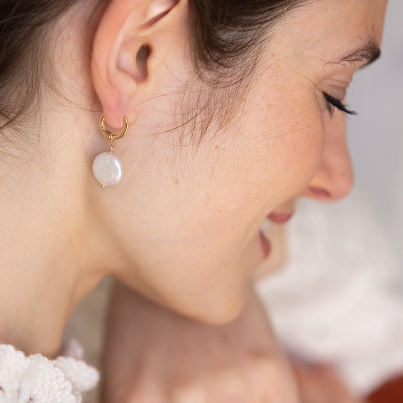Boucle oreille plaque or karl grand modele unite