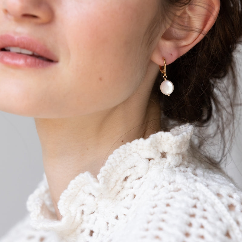 Boucle oreille plaque or karl petit modele unite