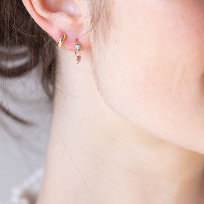 Boucle oreille plaque or zoe turquoise rouille unite