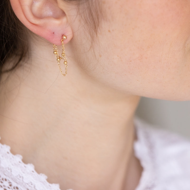 Boucle oreille plaque or cecilia double