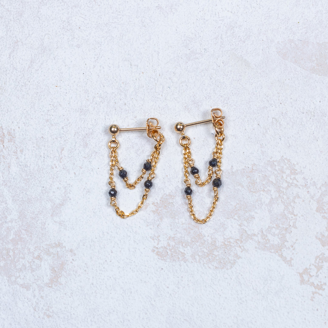 Boucles d'oreilles Cécilia double - Noir
