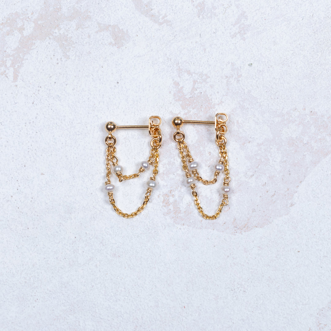 Boucles d'oreilles Cécilia double - Blanc