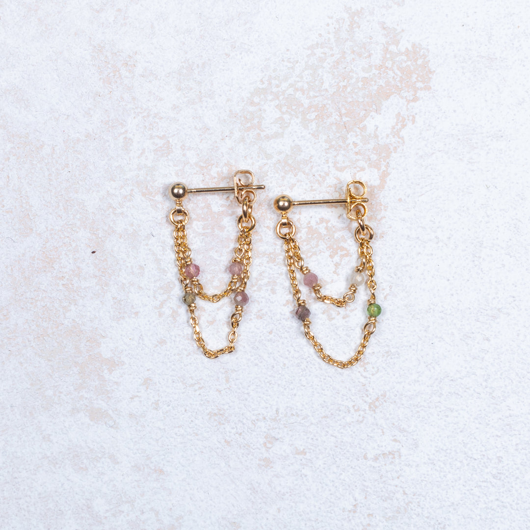 Boucles d'oreilles Cécilia double - Tourmaline