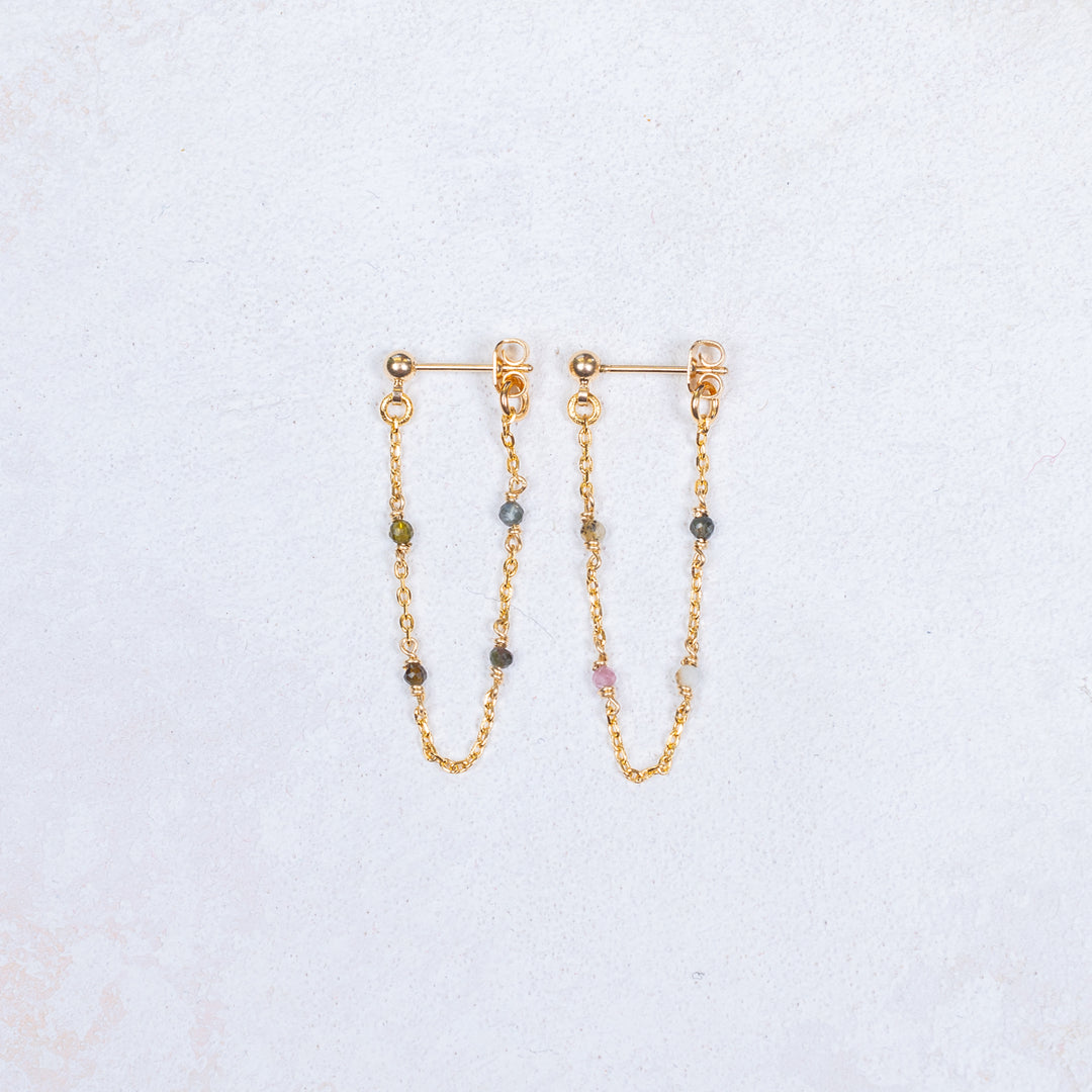 Boucles d'oreilles Cécilia longues - Tourmaline