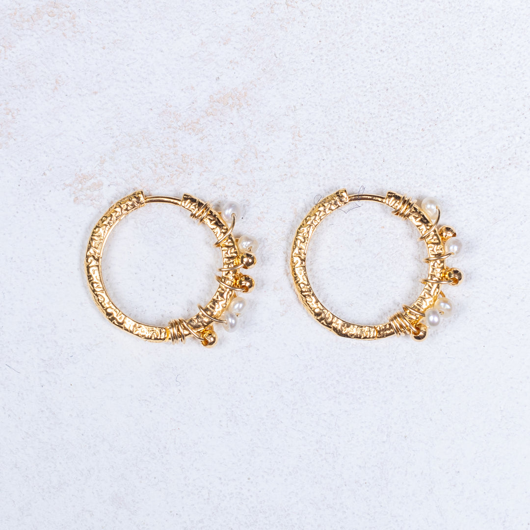 Marina Earrings - White - Gold