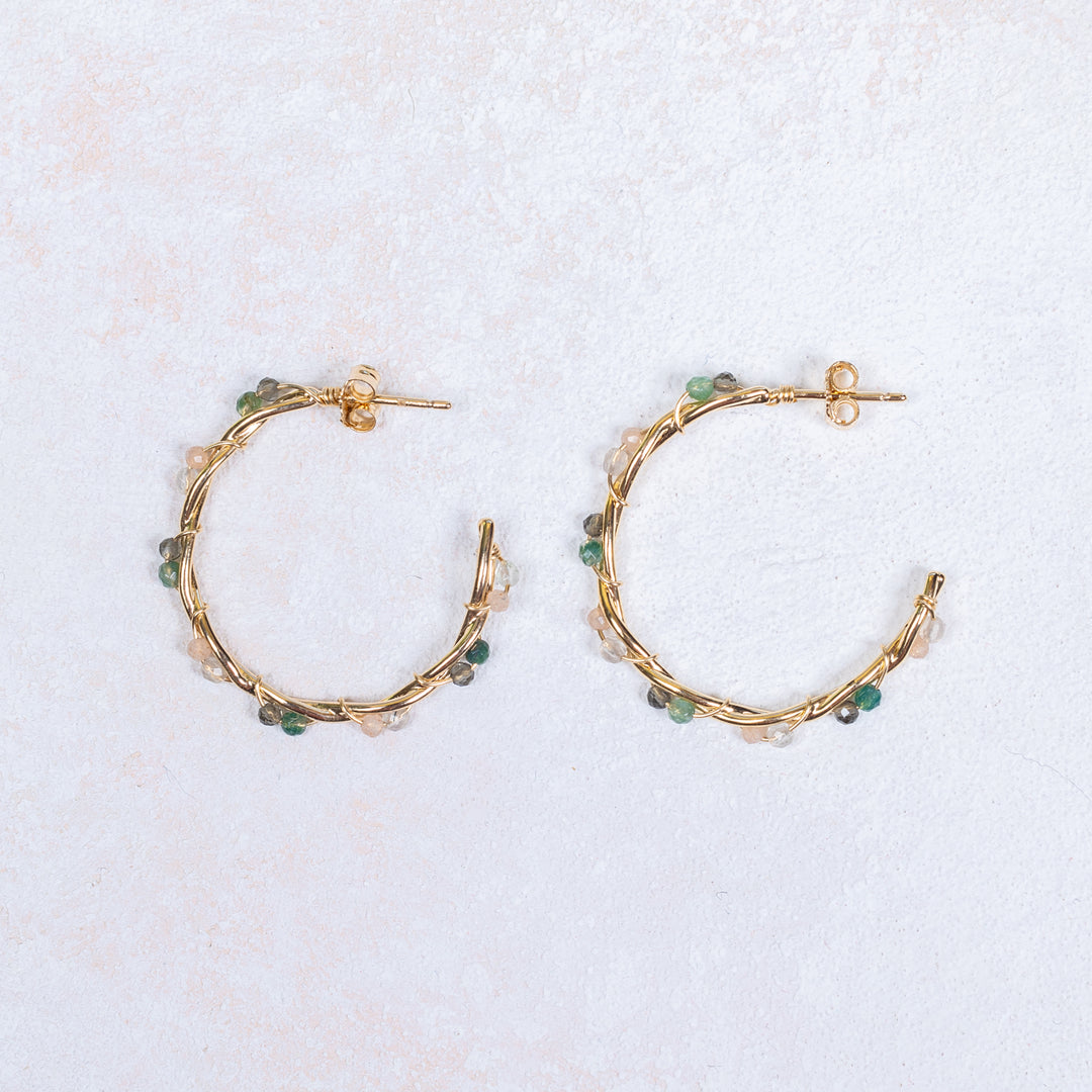 Marion Earrings - Pale Pink - Aventurine Green