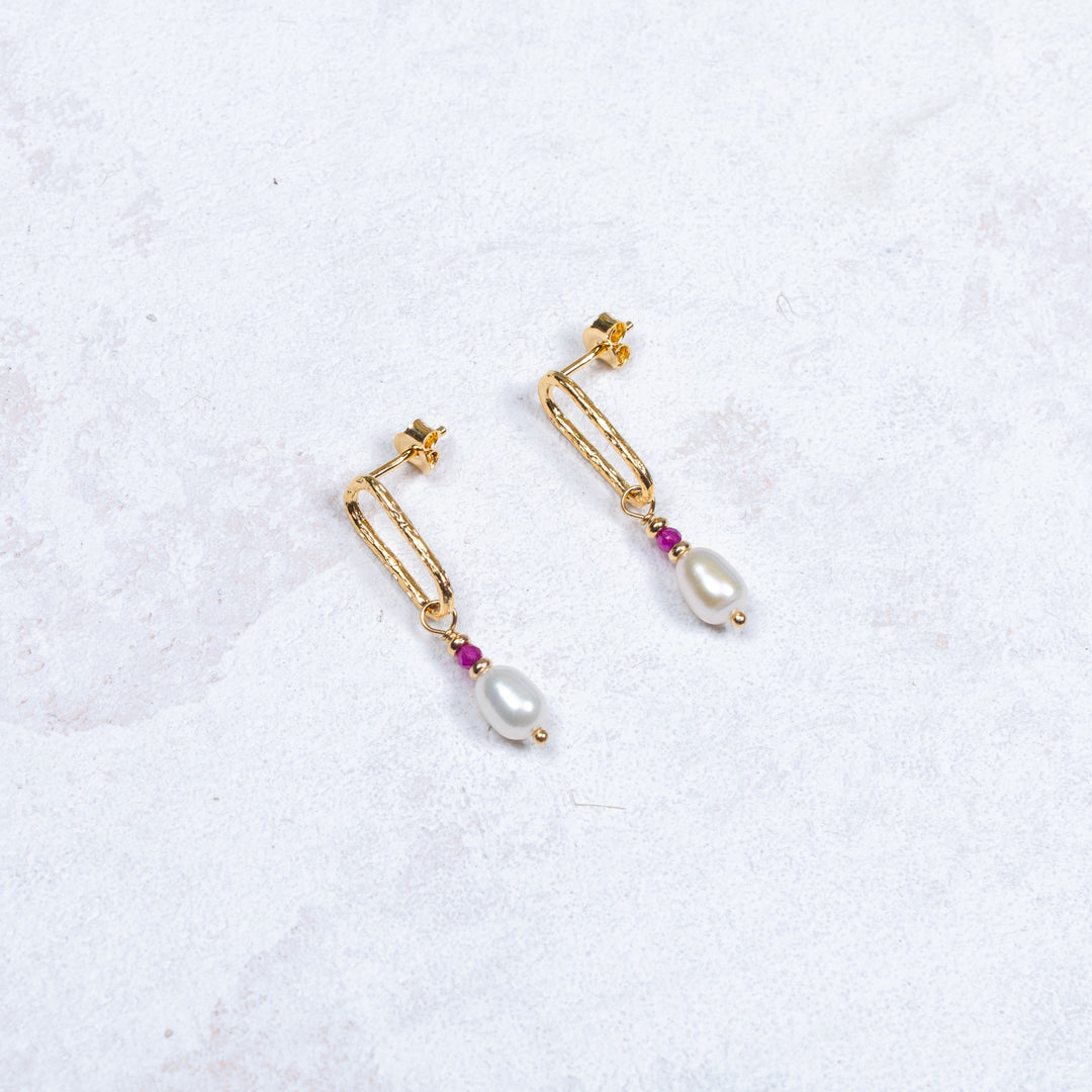 Boucles d'oreilles Roch - Rouge grenat