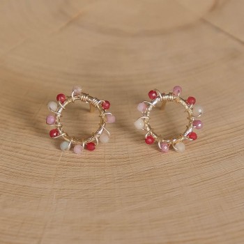 Lya Earrings - Pink - Red