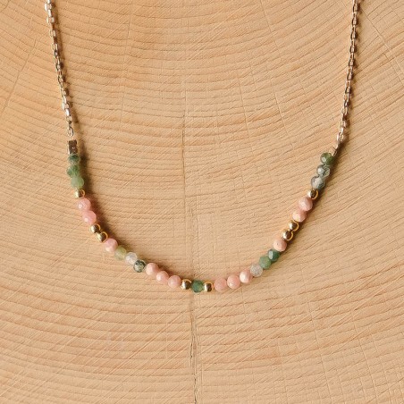 Clémentine Necklace - Green - Old Pink