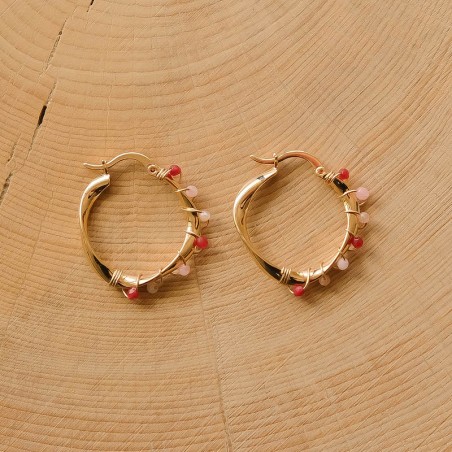 Boucles d'oreilles Amira - Rouge - Rose