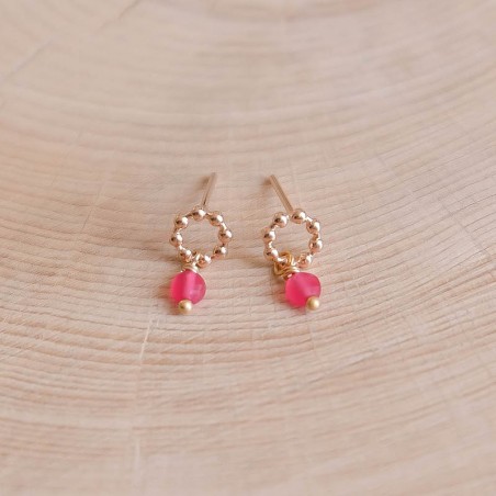 Rose Earrings - Raspberry