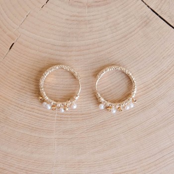 Marina Earrings - White - Gold