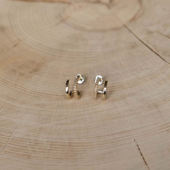 boucles zélie plaquées or doubles minis-créoles anneau simple et anneau perlé