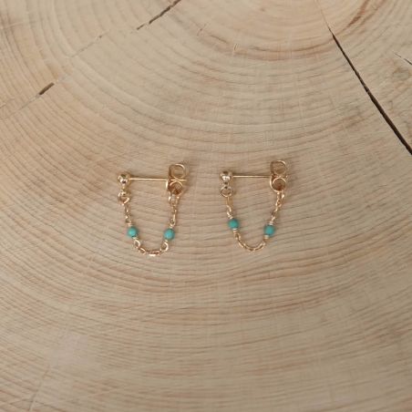 boucles d'oreilles chaîne turquoise