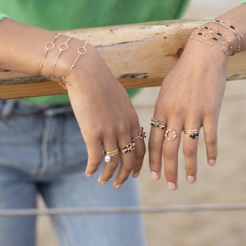 bracelet chaîne perlée anneau pierres aventurine