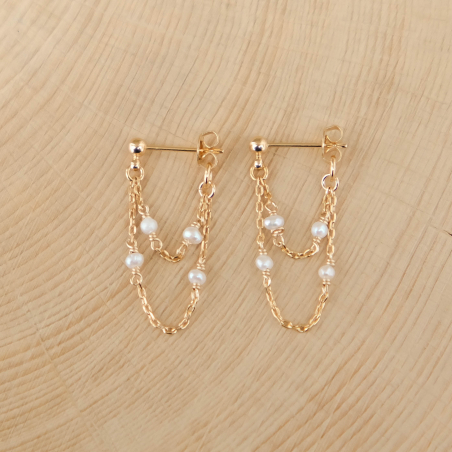 Boucles d'oreilles Cécilia double - Blanc