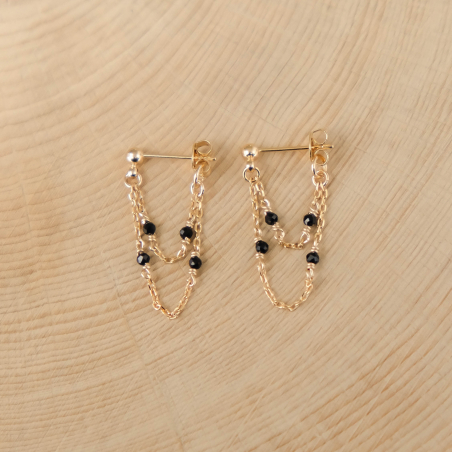 Boucles d'oreilles Cécilia double - Noir