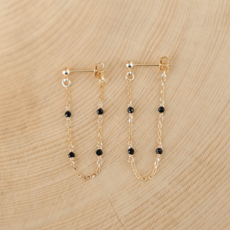 Boucles d'oreilles Cécilia longues - Noir