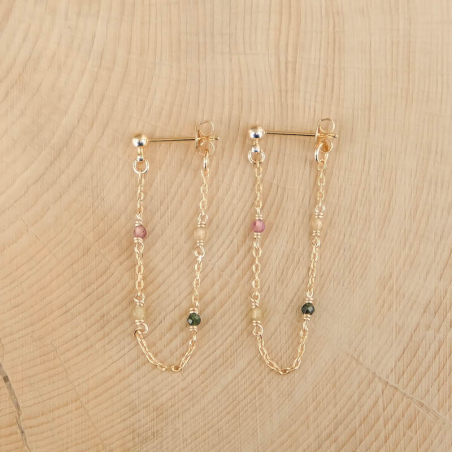 Boucles d'oreilles Cécilia longues - Tourmaline