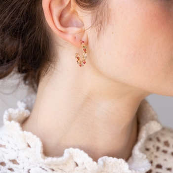 Boucles d'oreilles Marion - Petit Modèle - Grenat, Vert, Rose pâle