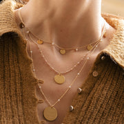 Collier plaque or capucine vieux rose personnalisable