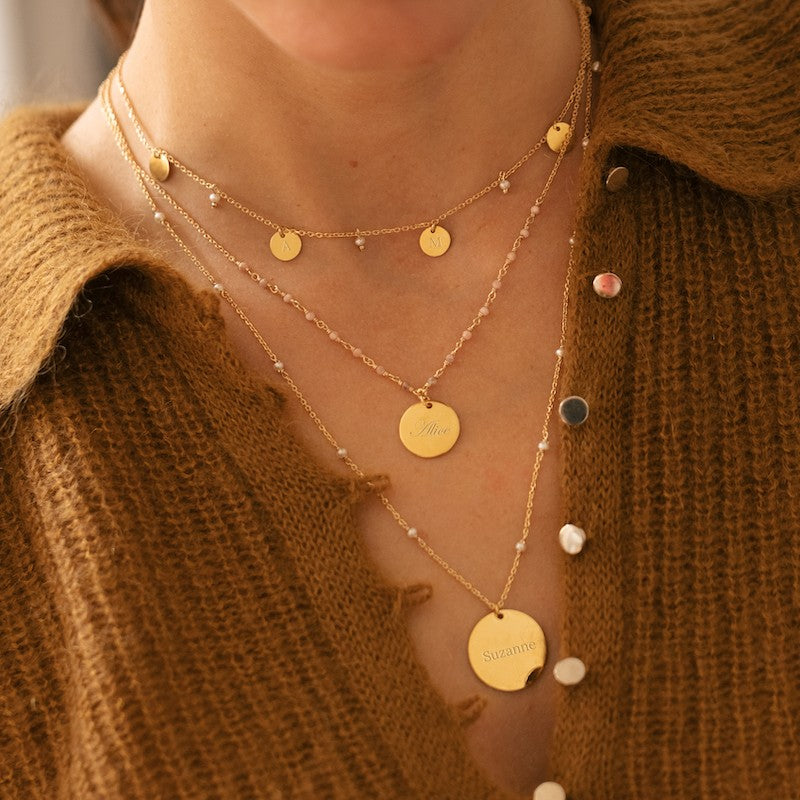 Collier plaque or celia grand modele personnalisable