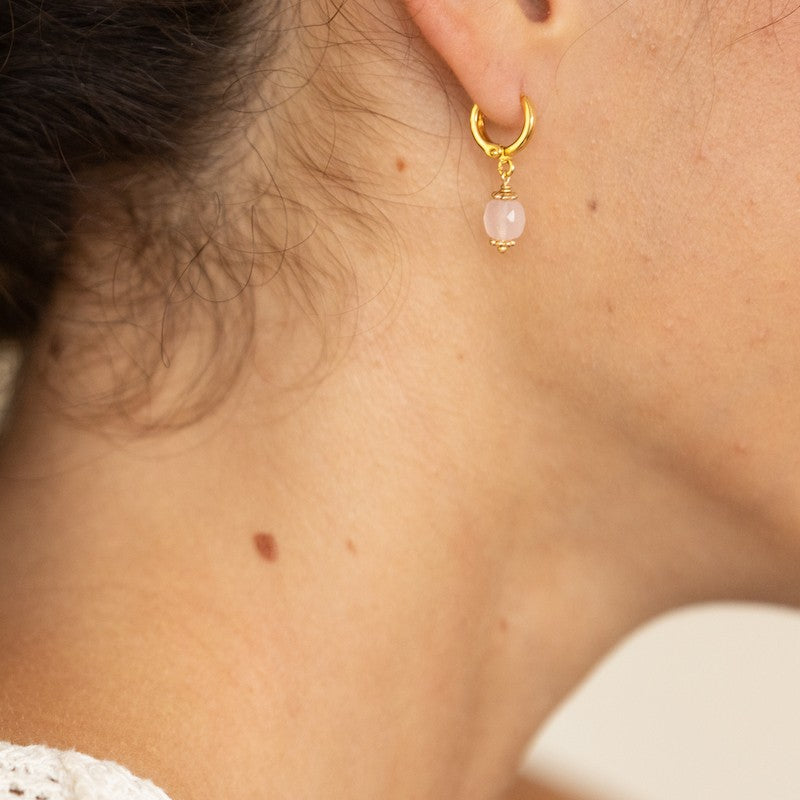 Boucle oreille plaque leo rose unite