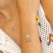 Bracelet plaque or capucine martelee agrumes personnalisable