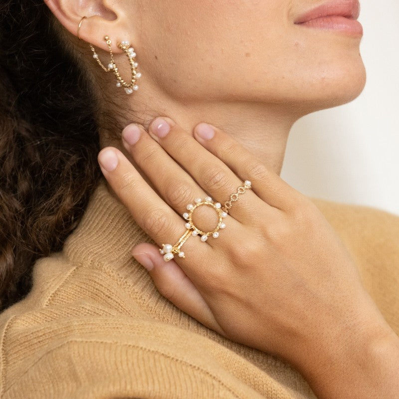 Boucles oreilles plaque or salma blanc