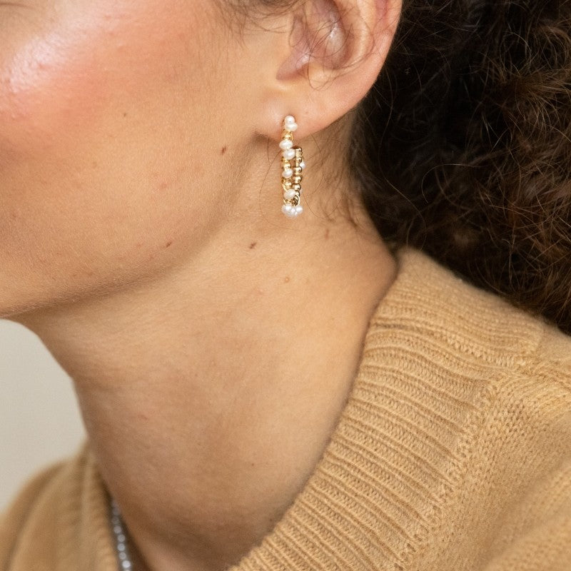 Boucles oreilles plaque or salma blanc