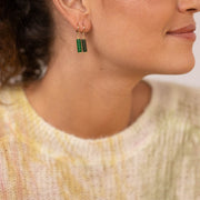 Boucle oreille plaque or elyn vert aventurine unite