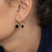 Boucle oreille plaque or leopold noir unite