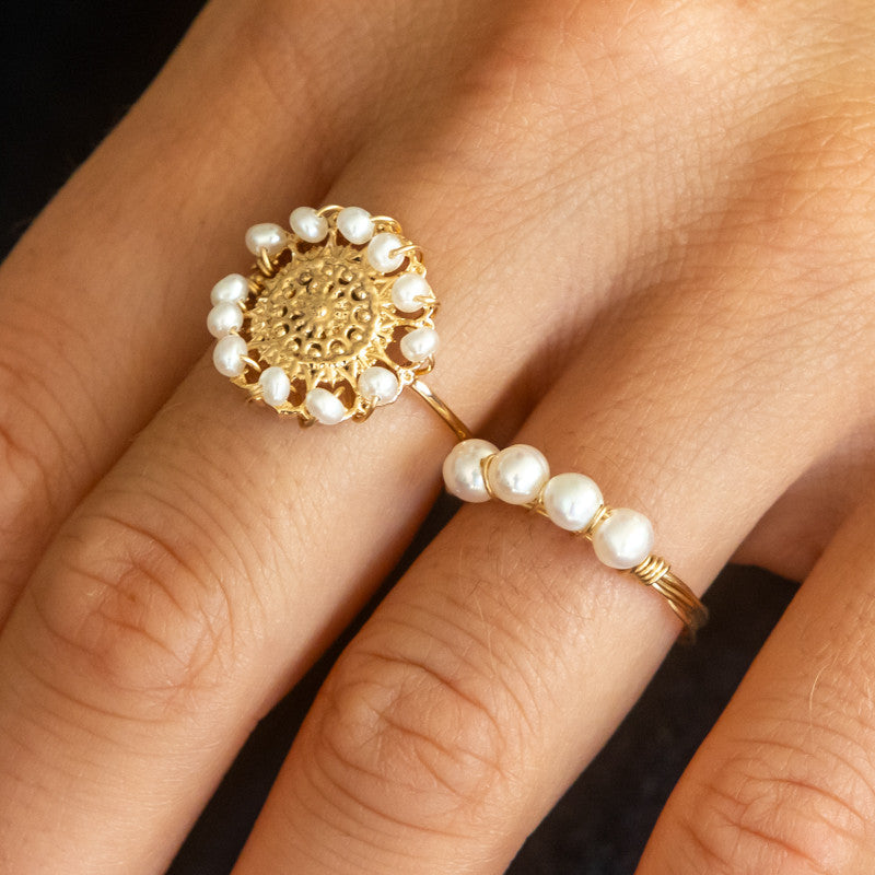 Bague plaque or albertine