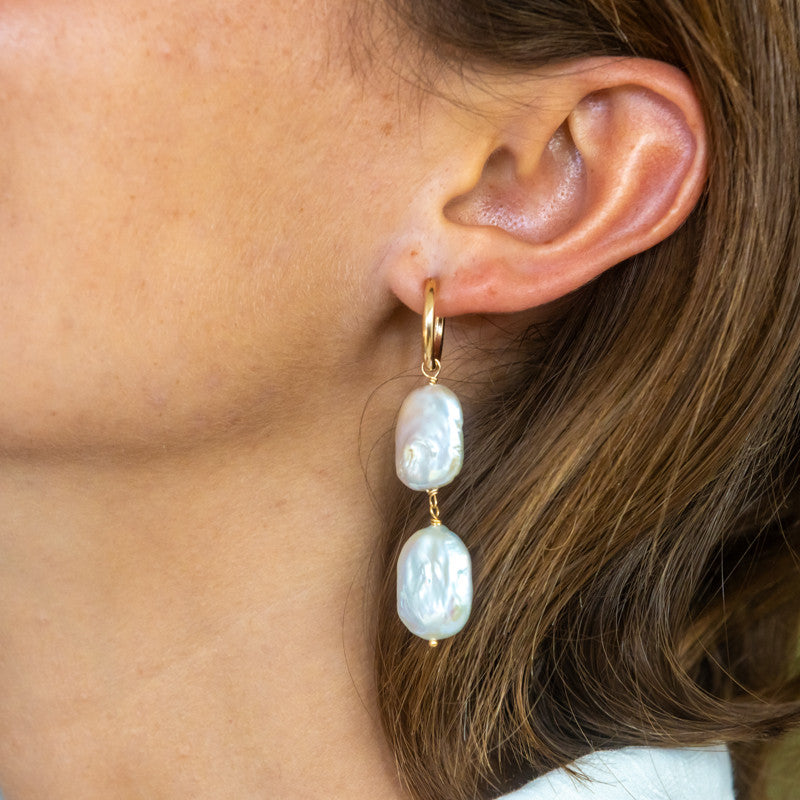 Boucles oreilles plaque or dominique grand modele