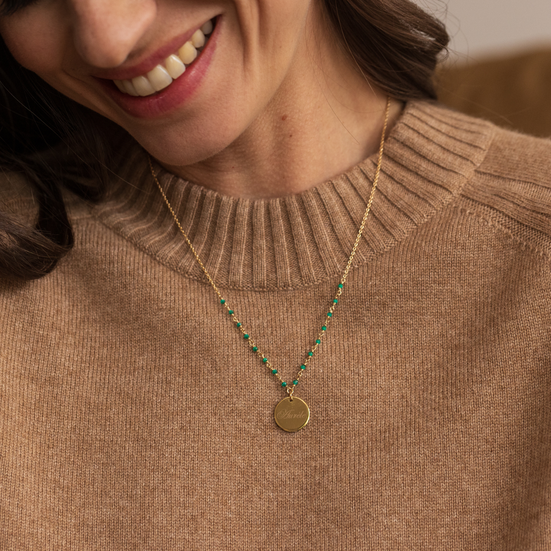 Capucine Necklace - Green - Personalized