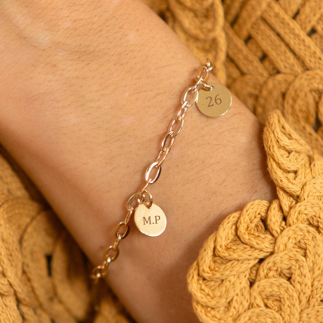Armband Côme - 2 Medaillen - Personalisierbar
