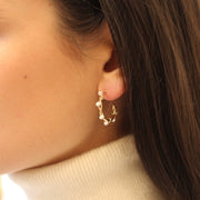 boucles andréa créoles tressées plaquées or perle d'eau douce