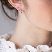 Boucle oreille plaque or zoe vert bleu unite