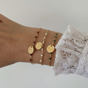 Bracelet plaque or capucine vert personnalisable