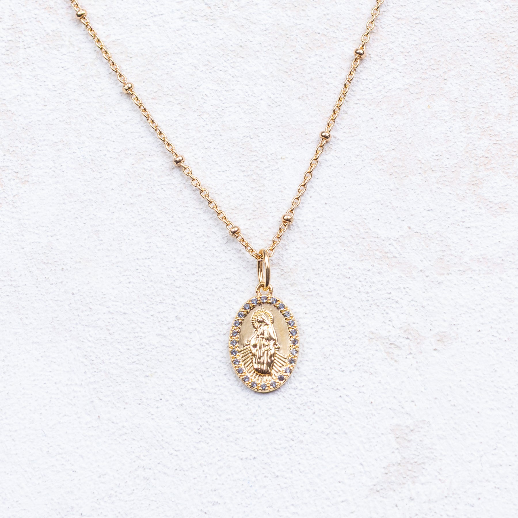 Collar Virgen Milagrosa - Con piedras - Personalizable