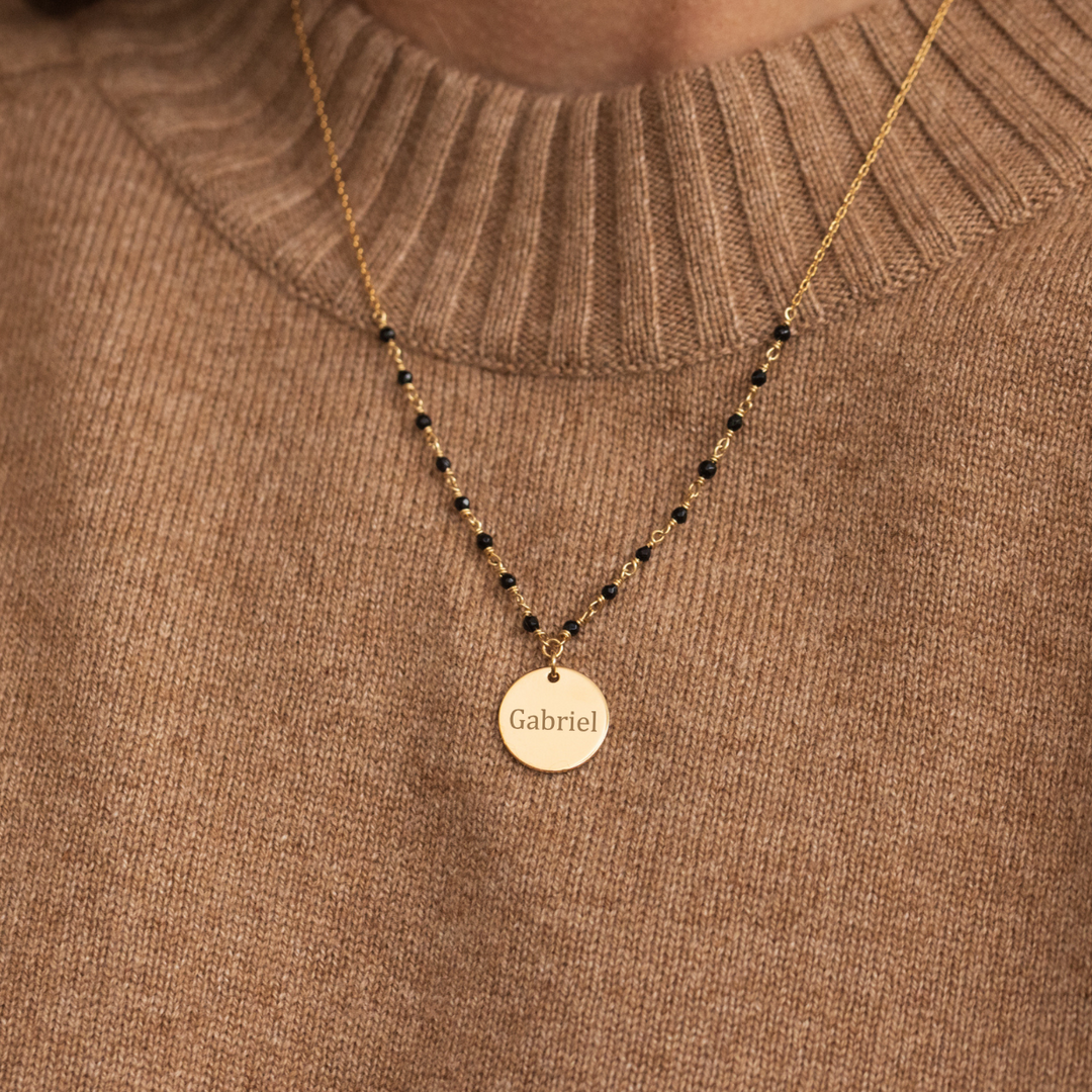 Capucine Necklace - Black - Personalized