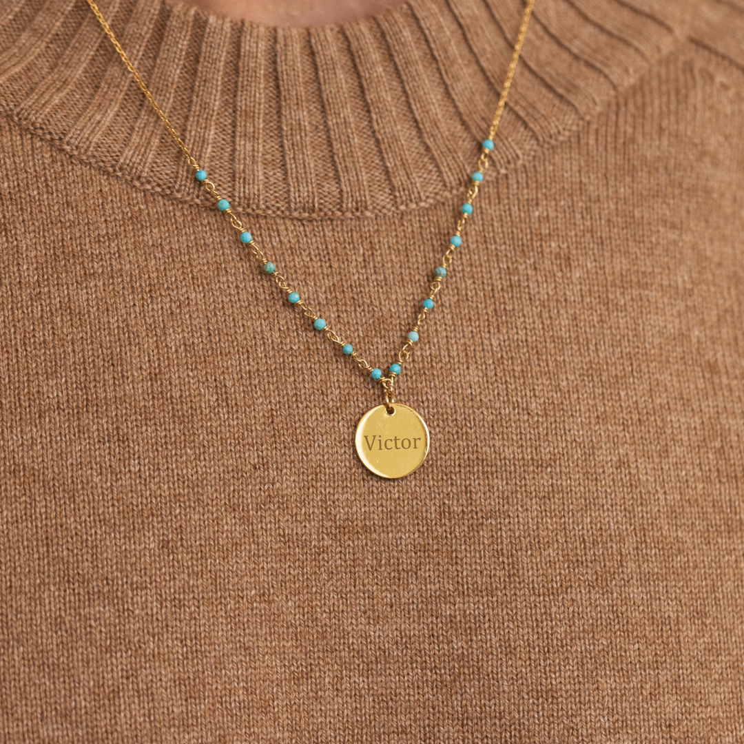 Capucine Necklace - Turquoise - Personalized