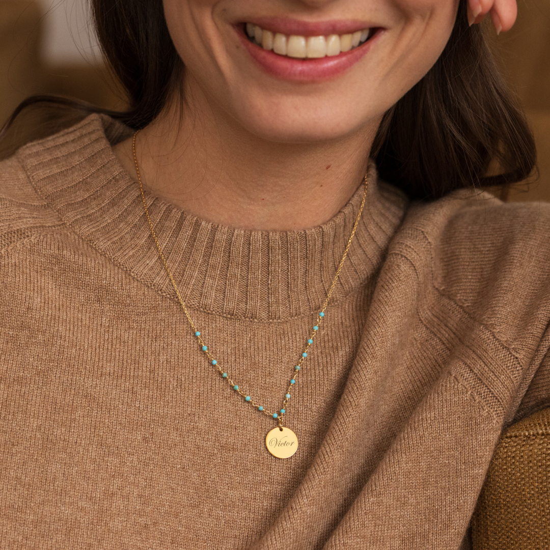 Capucine Necklace - Turquoise - Personalized